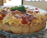 Quiche de palmito e alho-poró