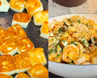 Arroz de camarão com queijo coalho em cubinhos fica inacreditável de tão saboroso, você não vai querer fazer diferente depois que provar