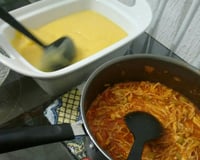 Polenta com frango desfiado