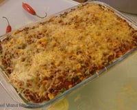 Arroz ao forno com purê de batatas