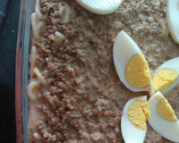 Macarrão com carne moída ao forno