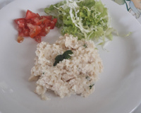 Risoto de frango com creme de leite