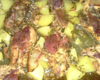 Frango assado com batatas