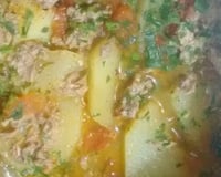 Atum com  batatas na panela de pressão rápido