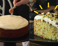 Um pedaço desse bolo te faz até ouvir música: tem pistache, limão, uma cobertura cremosa com mel e um sabor elegante e surpreendente