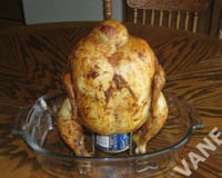 Frango assado com cerveja e sopa de cebola