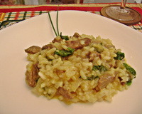 Risoto de carne e rúcula