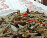 Salada de berinjela de micro-ondas