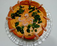 Camarão na moranga no micro-ondas