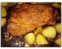 Costela de porco assada com batatas