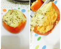 Tomate recheado de frango com requeijão