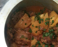 Pescoço de peru com mandioca