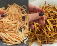 Muito melhor que batata frita, segundo o meu filho: inhame na airfryer, quando eu faço não sobra nada