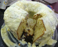 Bolo vulcão de leite em pó com creme de avelã