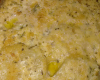 Batata gratinada cozida no leite