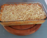 Purê de batata ao forno com frango desfiado