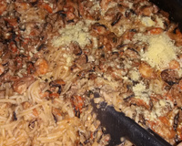 Macarrão com camarão e mexilhões