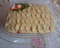 Purê de batatas com catupiry recheado com carne seca