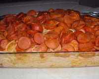 Macarrão com molho de salsicha