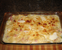 Macarrão com presunto e champignon