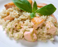 Risoto salmão e alho poró 