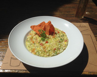 Risoto de abacate com crocante de milho e páprica