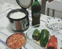 Pimentão recheado com carne moída