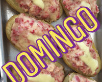 Batata recheada de linguiça