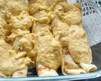 Panquecas de carne moída com creme de milho