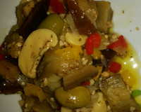 Antepasto de berinjela ao forno de microondas