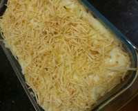 Purê de batata ao forno com frango desfiado