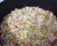 Arroz com linguiça de frango