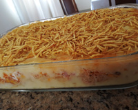 Batata recheada em travessa