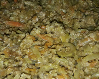 Carne moída com cenoura e batata raladas