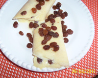 Panquecas ao creme e passas ao rum