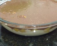 Gelado de pêssego com chocolate