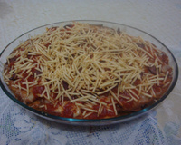 Filé de merluza e berinjela empanados à parmegiana