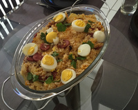 Arroz com paio na panela de pressão