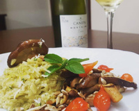 Risoto de limão siciliano com shitake grelhado (versão tradicional e versão vegana)