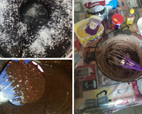 Bolo de chocolate e calda de chocolate