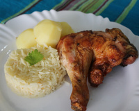 Coxa e Sobrecoxa de frango assado