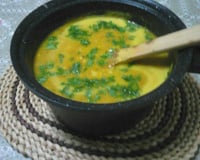 Caldo de abóbora com carne seca