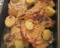 Bisteca assada com batatas