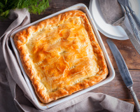 Torta de batata com frango cremoso