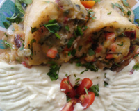 Pescada recheada com legumes