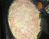 Penne ao molho de gorgonzola com camarão