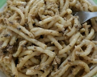 Macarrão com sardinha e creme de leite
