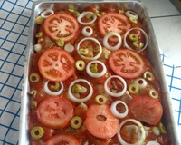 Filé de peixe assado com batatas