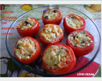 Tomates recheados com maionese caseira do Lúcio Cezar