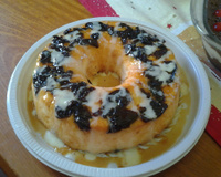 Pudim de coco com ameixa preta